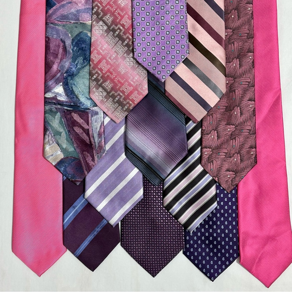 Bundle Ties Lot #13 Pink Purple Rose Colors Silk Polyester Reseller